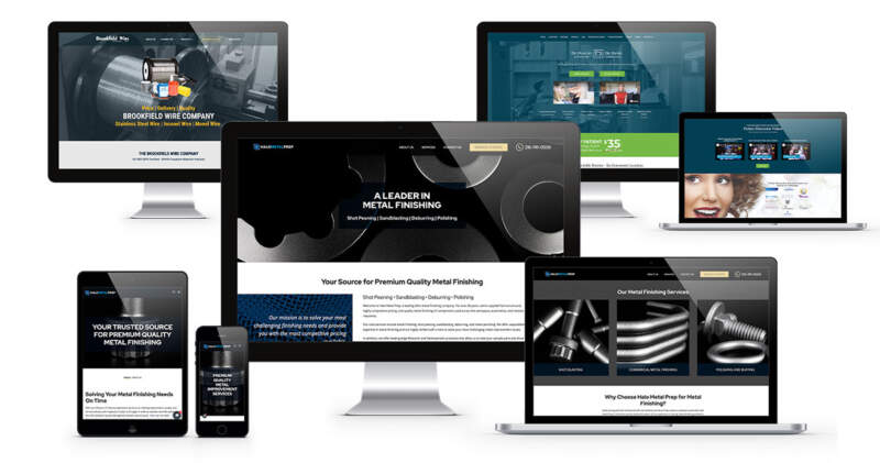 A selection of web design examples from ADVAN displayed on desktops, laptops, and mobile devices | Quick graphic design
